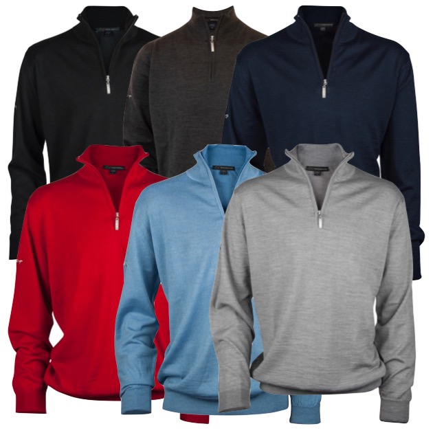 Greg Norman Merino Quarter Zip Golf Sweater W009 Red